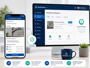 Resident submitting a maintenance request through TaskEstate