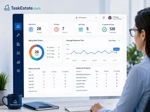Property manager reviews maintenance status and history