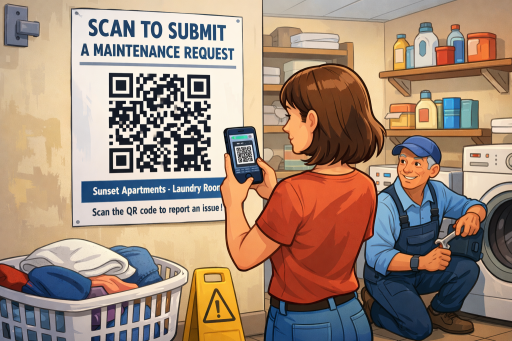 residents submit maintenance requests instantly by scanning a QR code